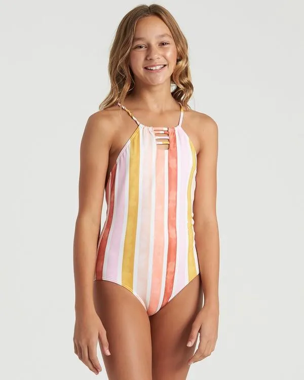 BILLABONG So Stoked One Piece Swimsuit Girls Multi