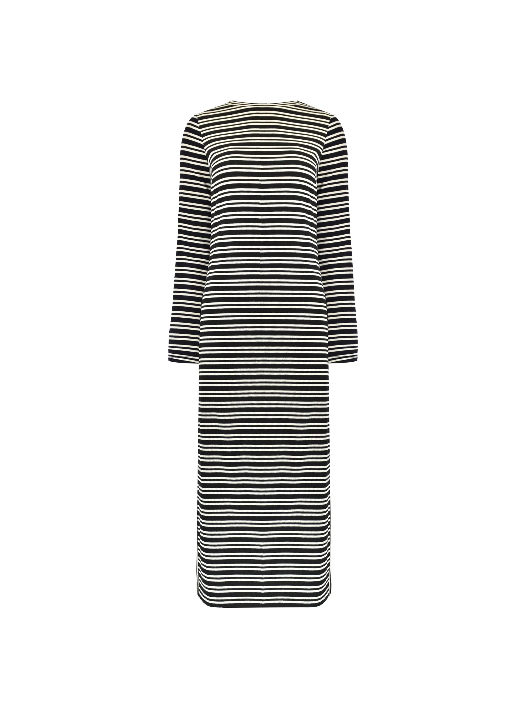 Black and White Rib Flute Sleeve Dress