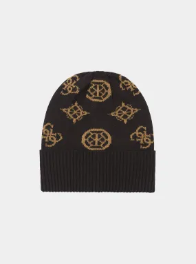 Black Logo Maxi Peony Beanie