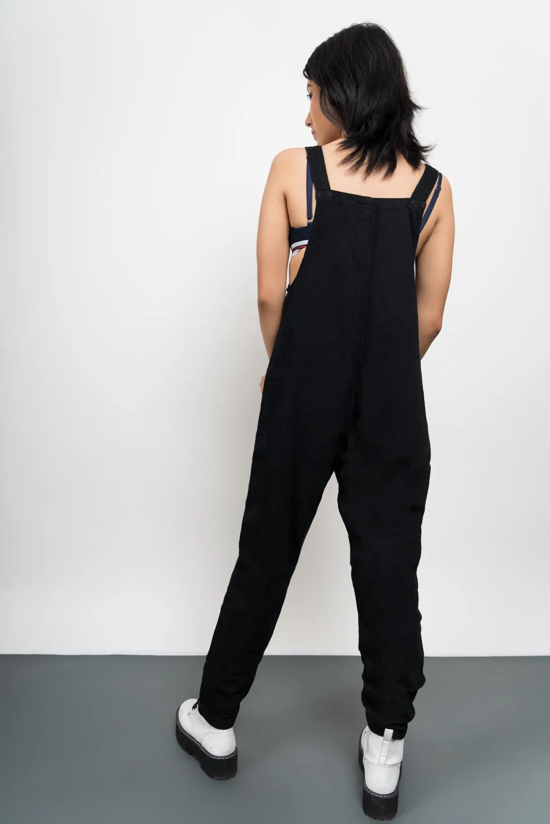 Black Organic Denim Dungaree