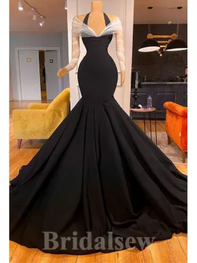 Black Unique Elegant Fashion Best Mermaid Long Women Evening Prom Dresses PD723