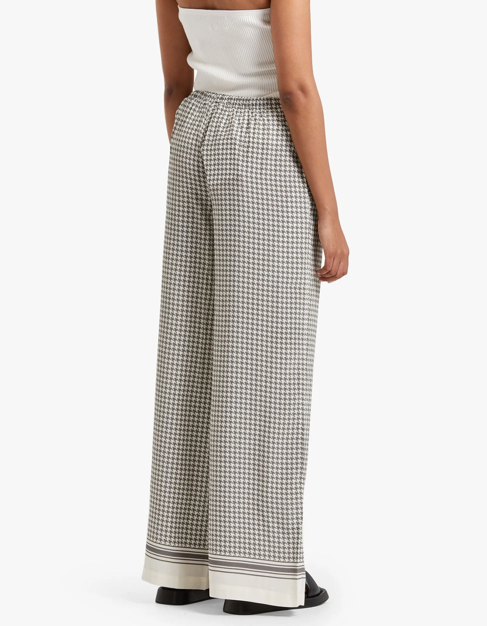 Blake Wide Leg Pant - Charcoal Houndstooth