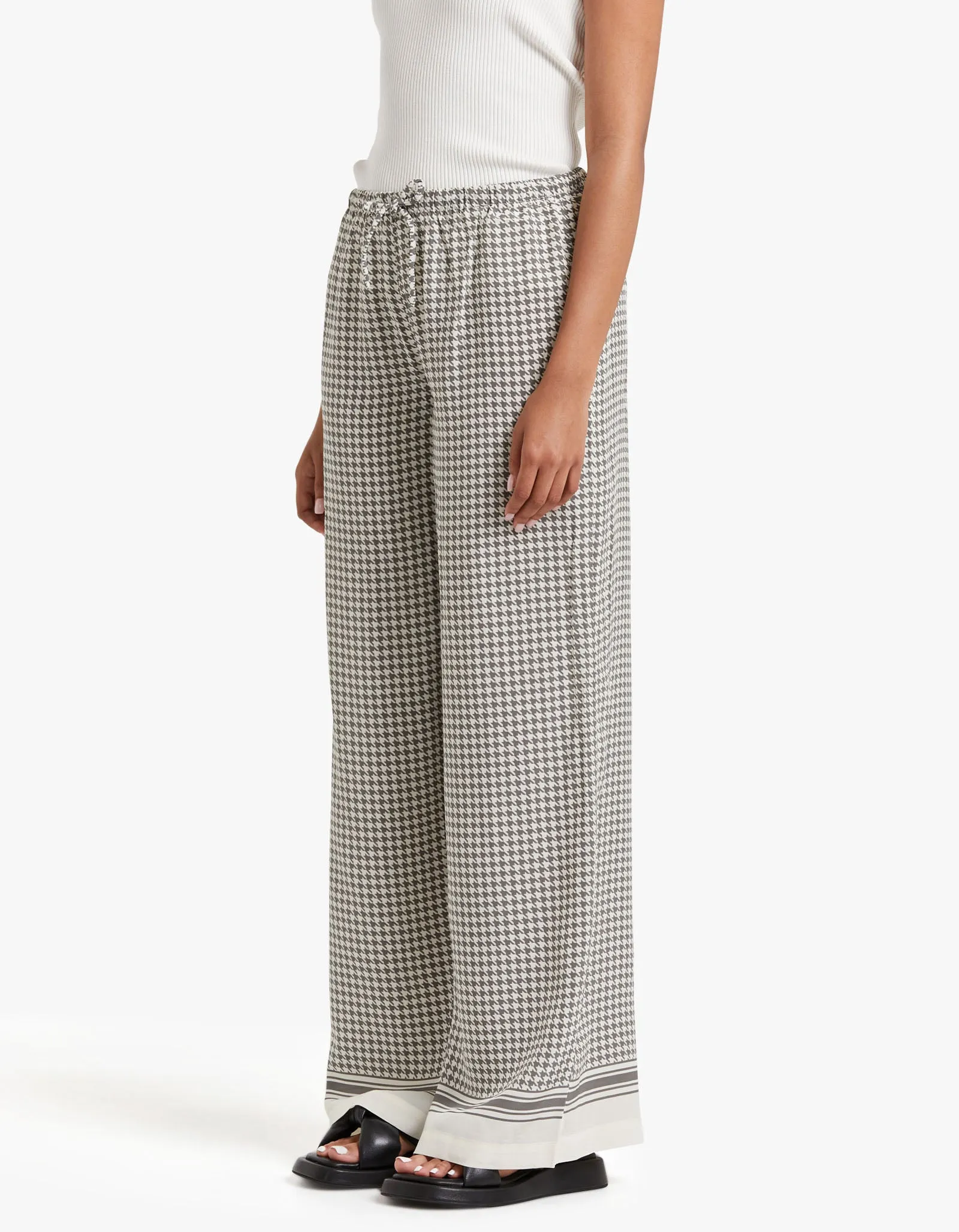 Blake Wide Leg Pant - Charcoal Houndstooth