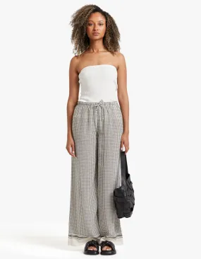 Blake Wide Leg Pant - Charcoal Houndstooth