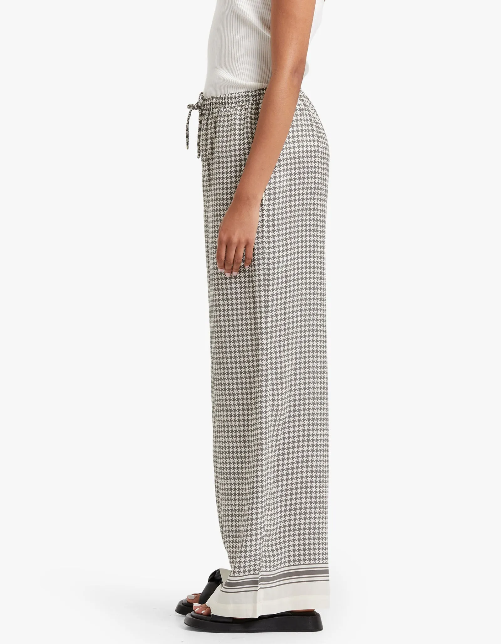 Blake Wide Leg Pant - Charcoal Houndstooth