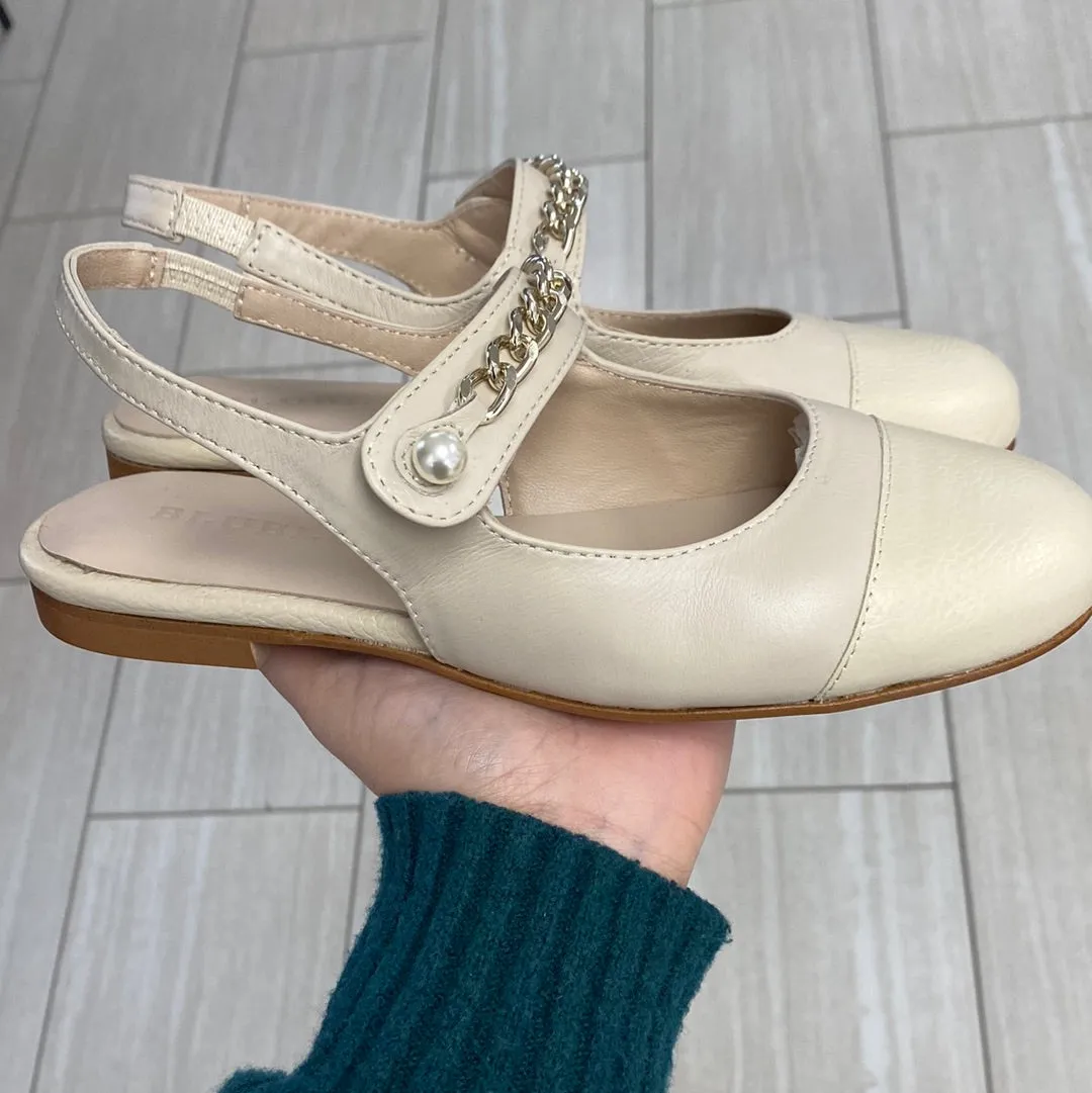 Blublonc Taupe Captoe Pearl Slingback