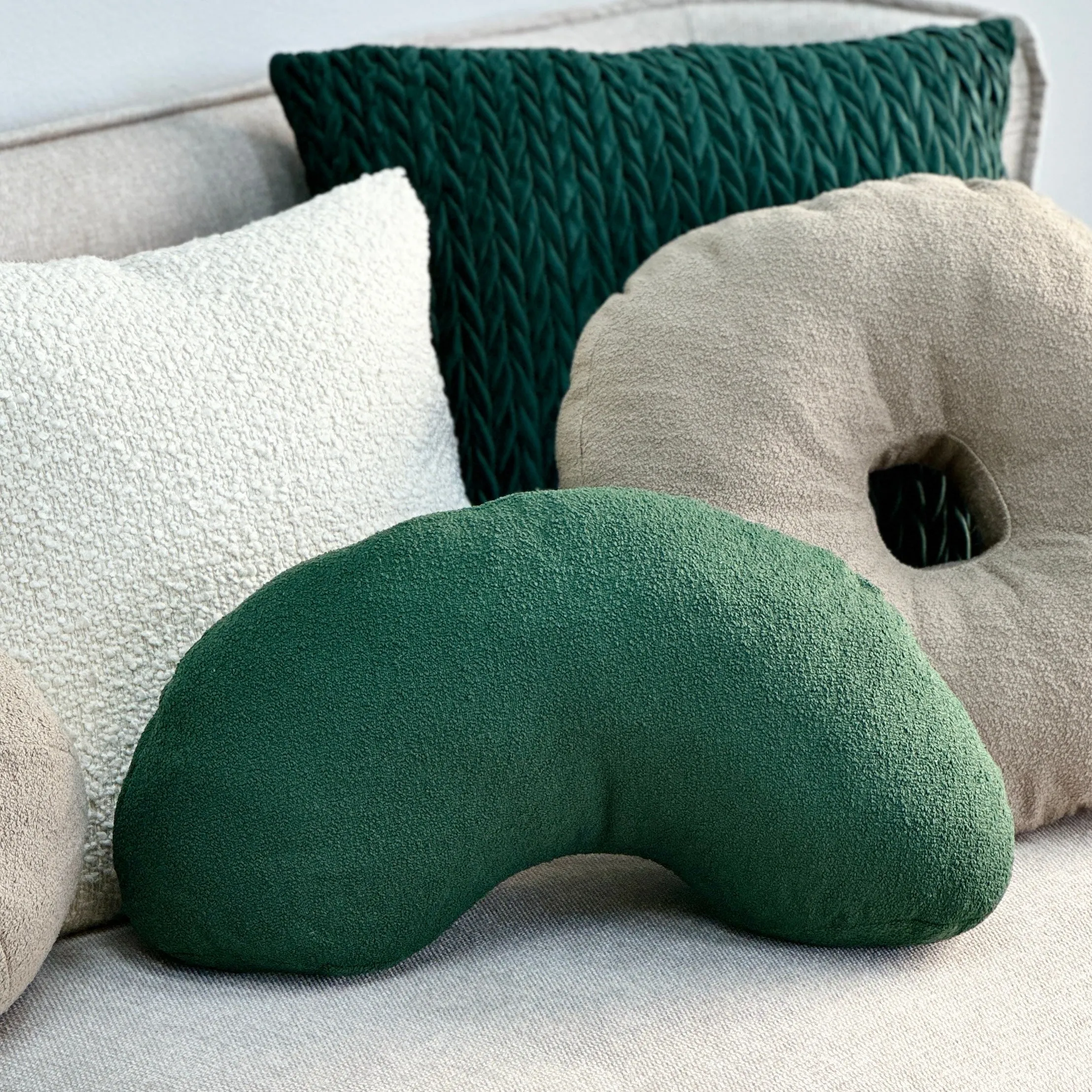 Bouclé Green Arch Throw Pillow