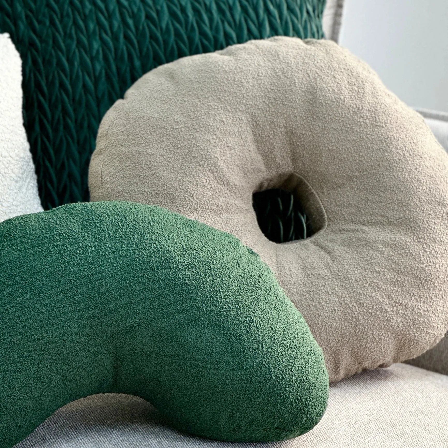 Bouclé Sand Donut Throw Pillow