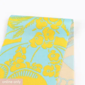 Bubble Flower Poly Satin - Aqua / Yellow