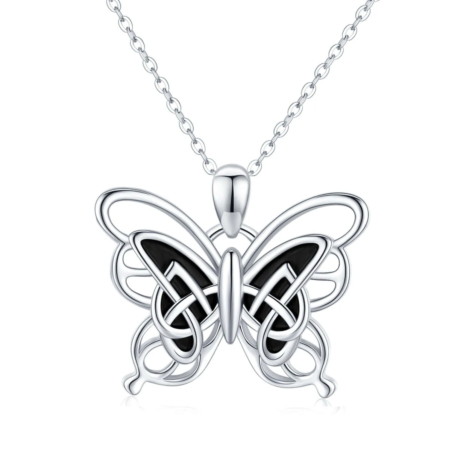 Butterfly Necklace 925 Sterling Silver Celtic Knot Pendant Necklace Cute Animal Necklace Butterfly Jewellery Celtic Gifts for Women Girls