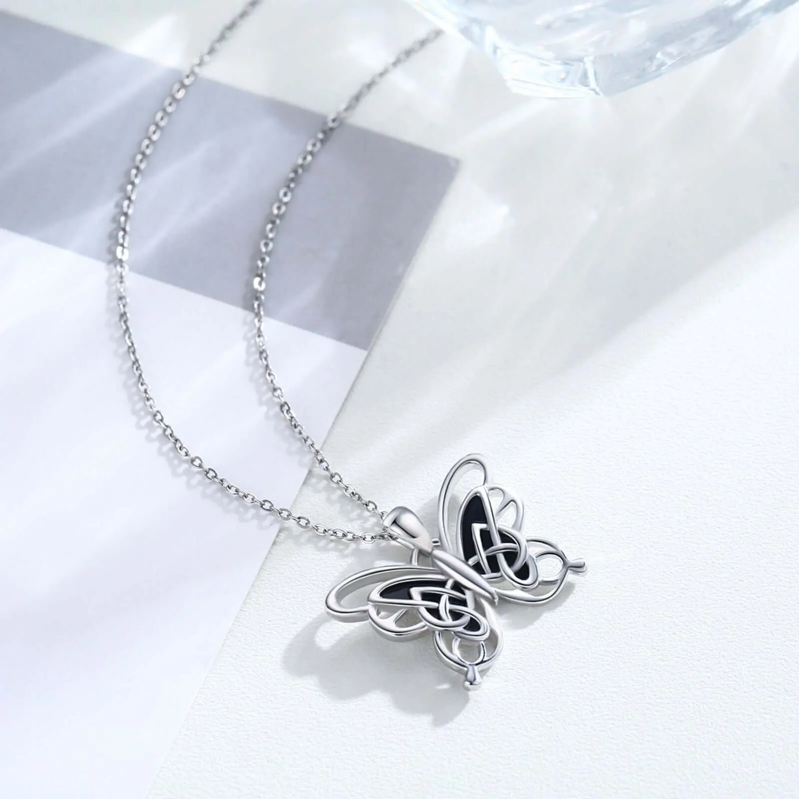 Butterfly Necklace 925 Sterling Silver Celtic Knot Pendant Necklace Cute Animal Necklace Butterfly Jewellery Celtic Gifts for Women Girls