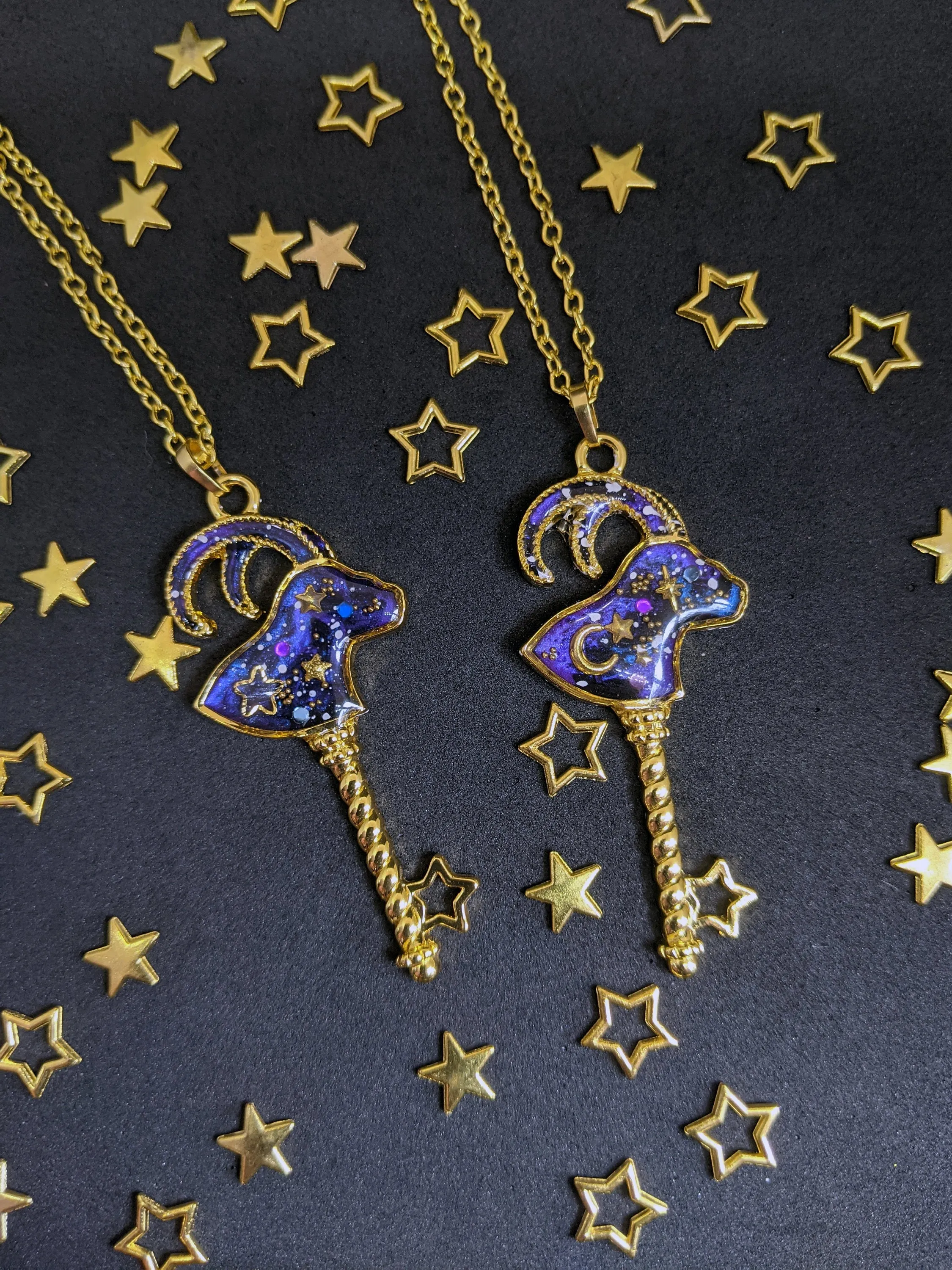 Capricorn: Celestial Zodiac Resin Pendant Necklaces- 2 Styles