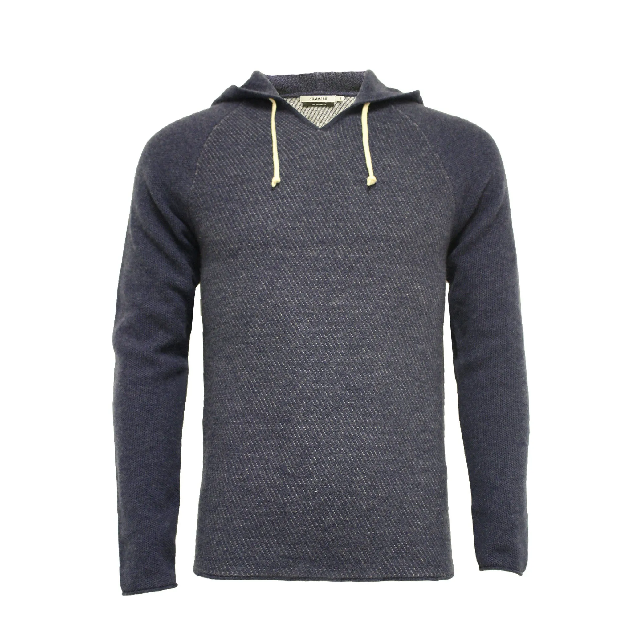 Cashmere Hooded Sweater in Diagonal Stitch Aspen