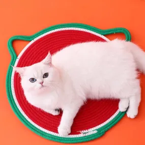 Cat Ears Shape Woven Cotton Rope Mat Cat Scratching Mat