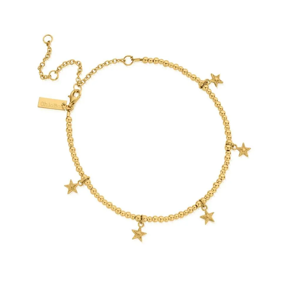 ChloBo Mini Cute Multi Star Gold Anklet