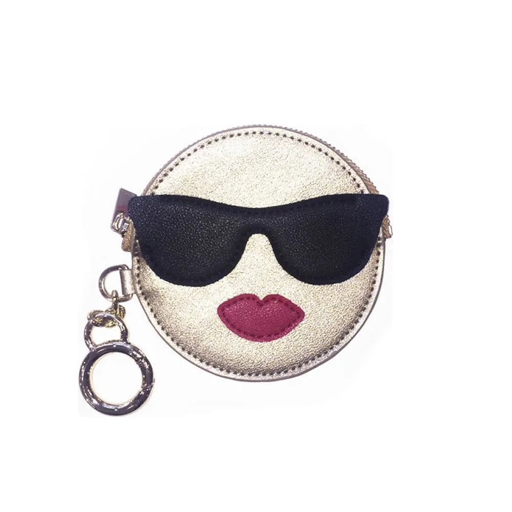 Coin Purse Keychain Emoji Cool Girl