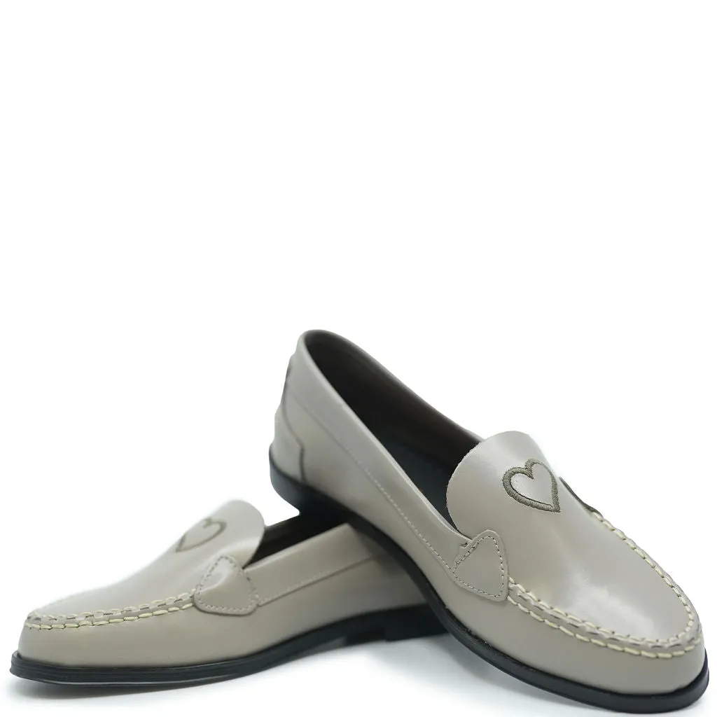 Confetti Gray Heart Embroidered Loafer