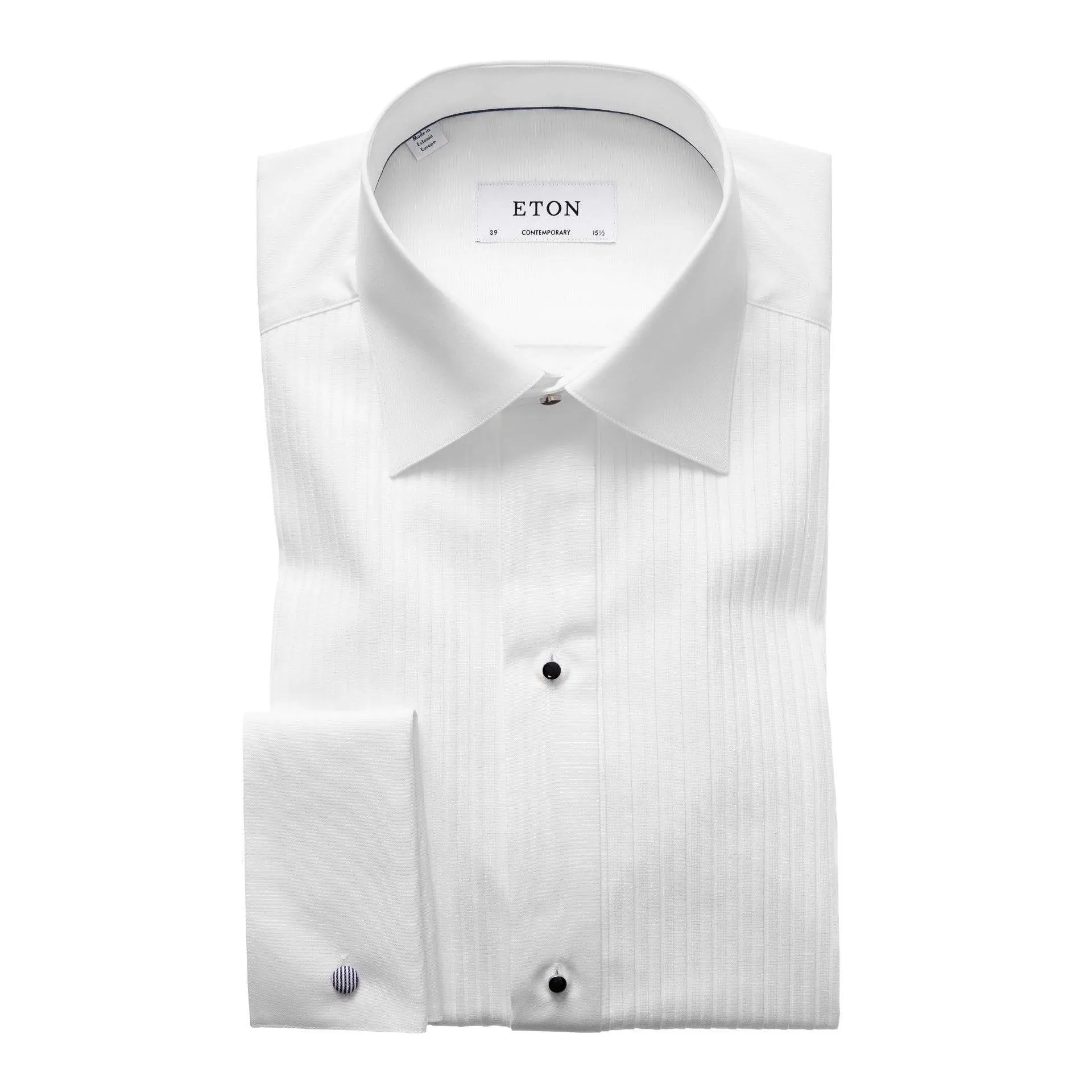 Contemporary Fit Plissé Black Tie Shirt