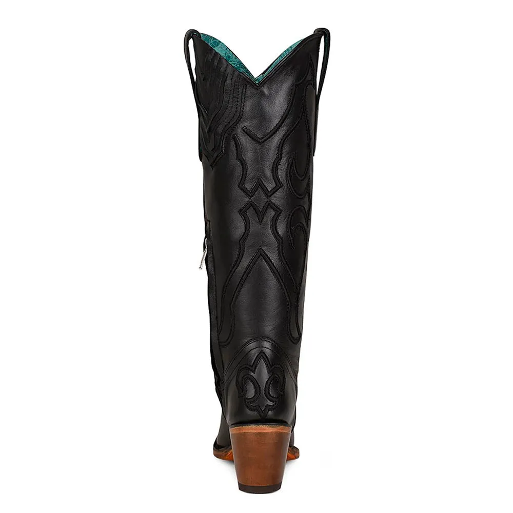 Corral Black Self Embroidered Pullstrap Boots