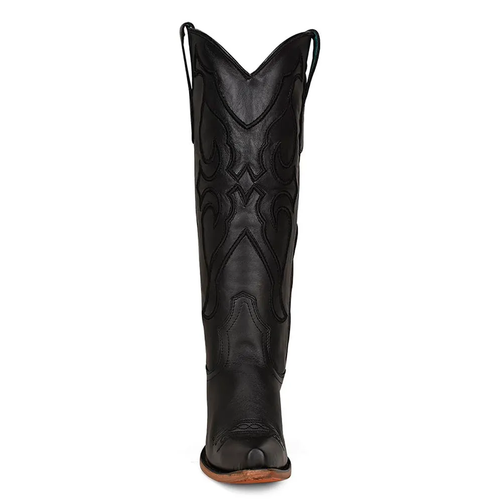 Corral Black Self Embroidered Pullstrap Boots