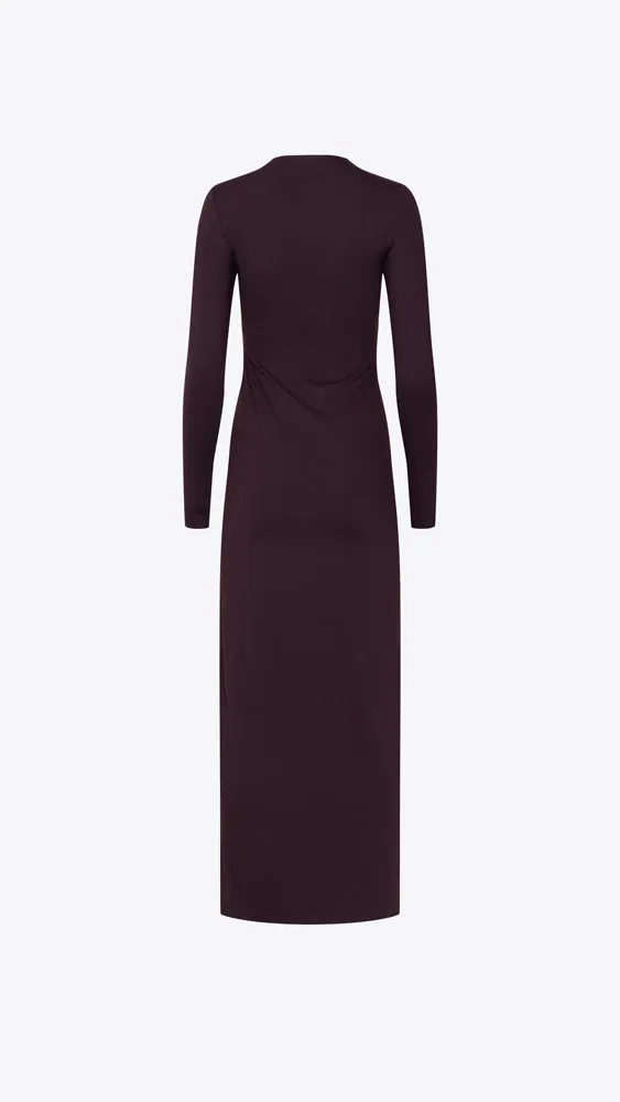 Crew Long Sleeve Slit Midi - Cabernet