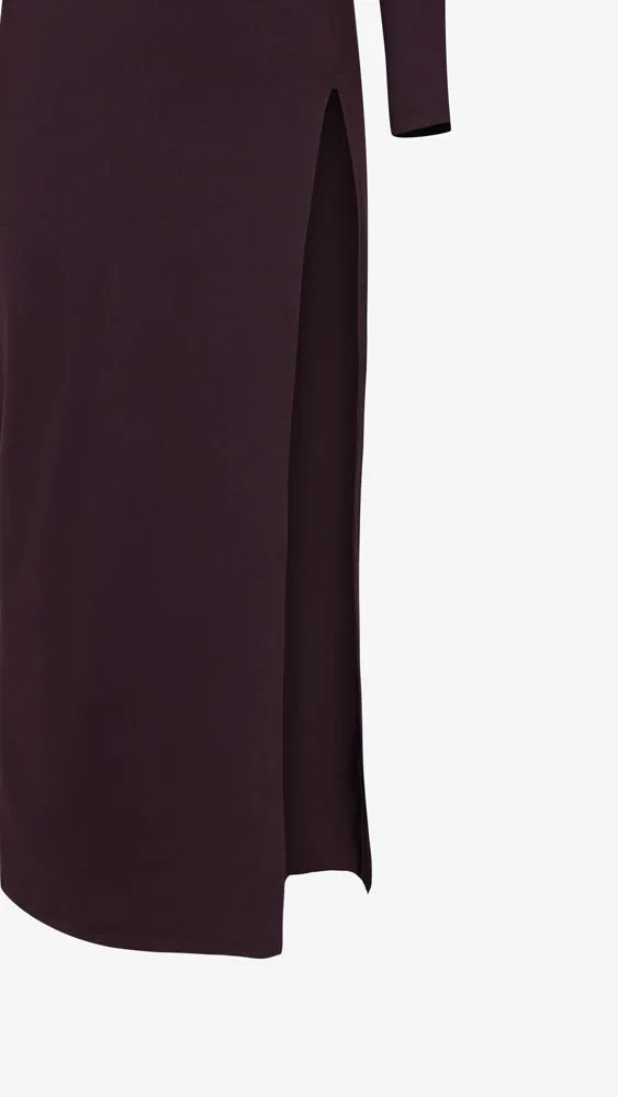 Crew Long Sleeve Slit Midi - Cabernet