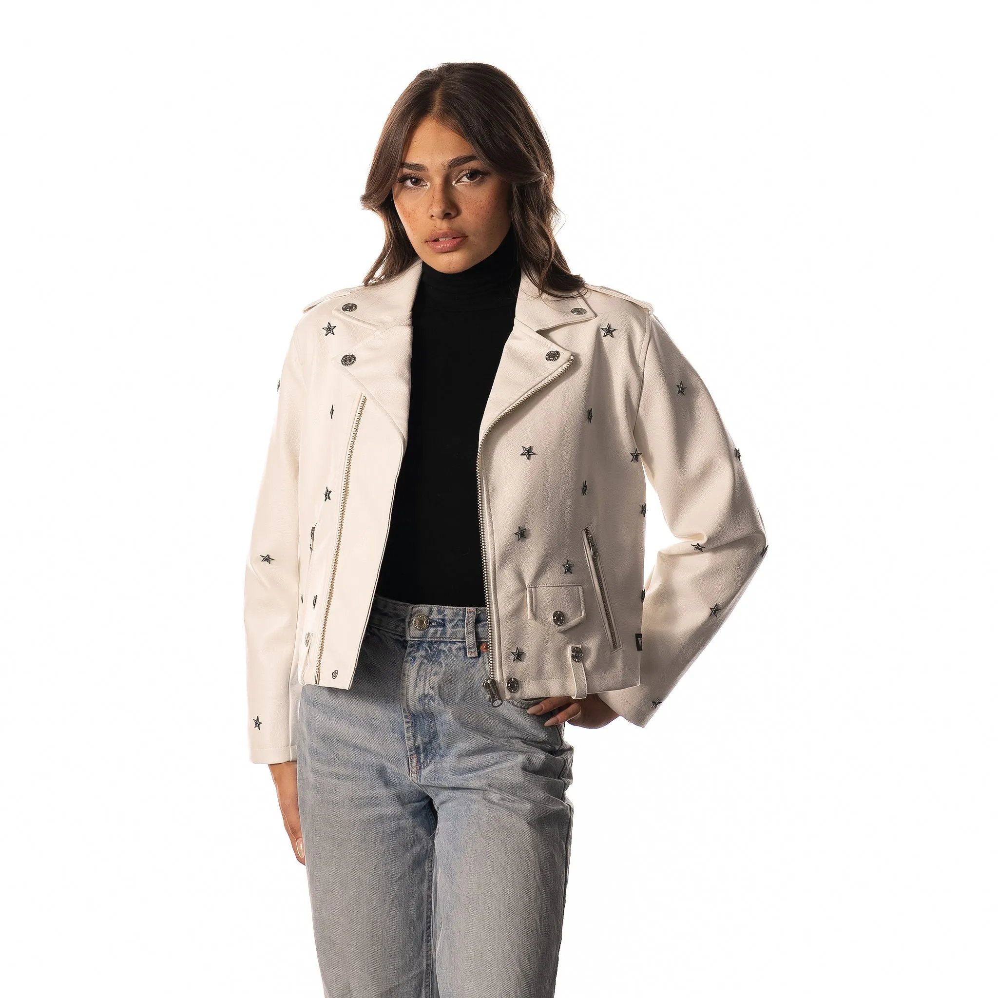 Dallas Cowboys Star Studded Leather Jacket - White