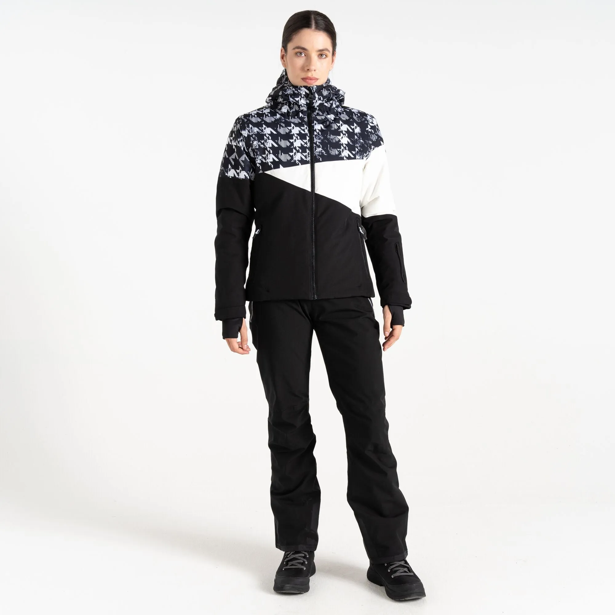 Dare 2B Women's Ice III Waterproof Insulated Ski Jacket (Black Dogtooth Print)