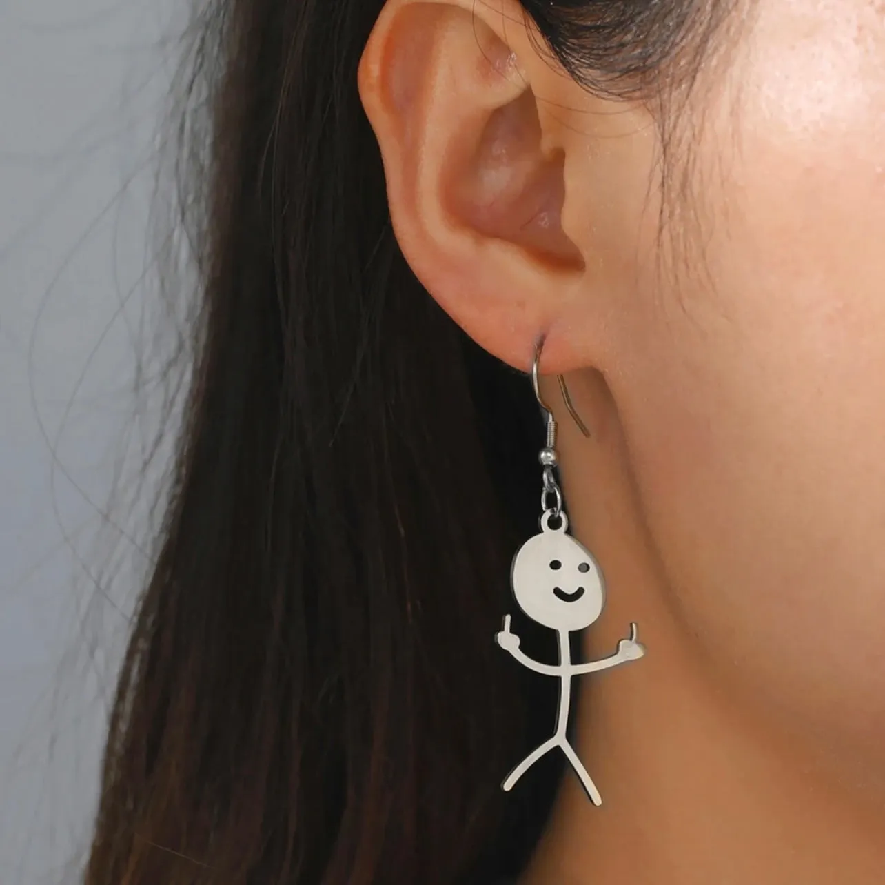 DILIGAF Earrings - Sassy Earrings, Handmade Earrings, Middle Finger, Stick Person