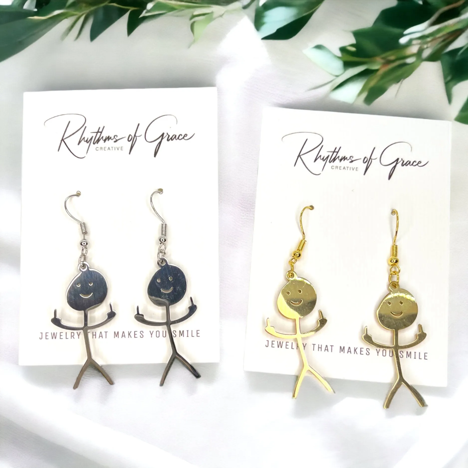 DILIGAF Earrings - Sassy Earrings, Handmade Earrings, Middle Finger, Stick Person