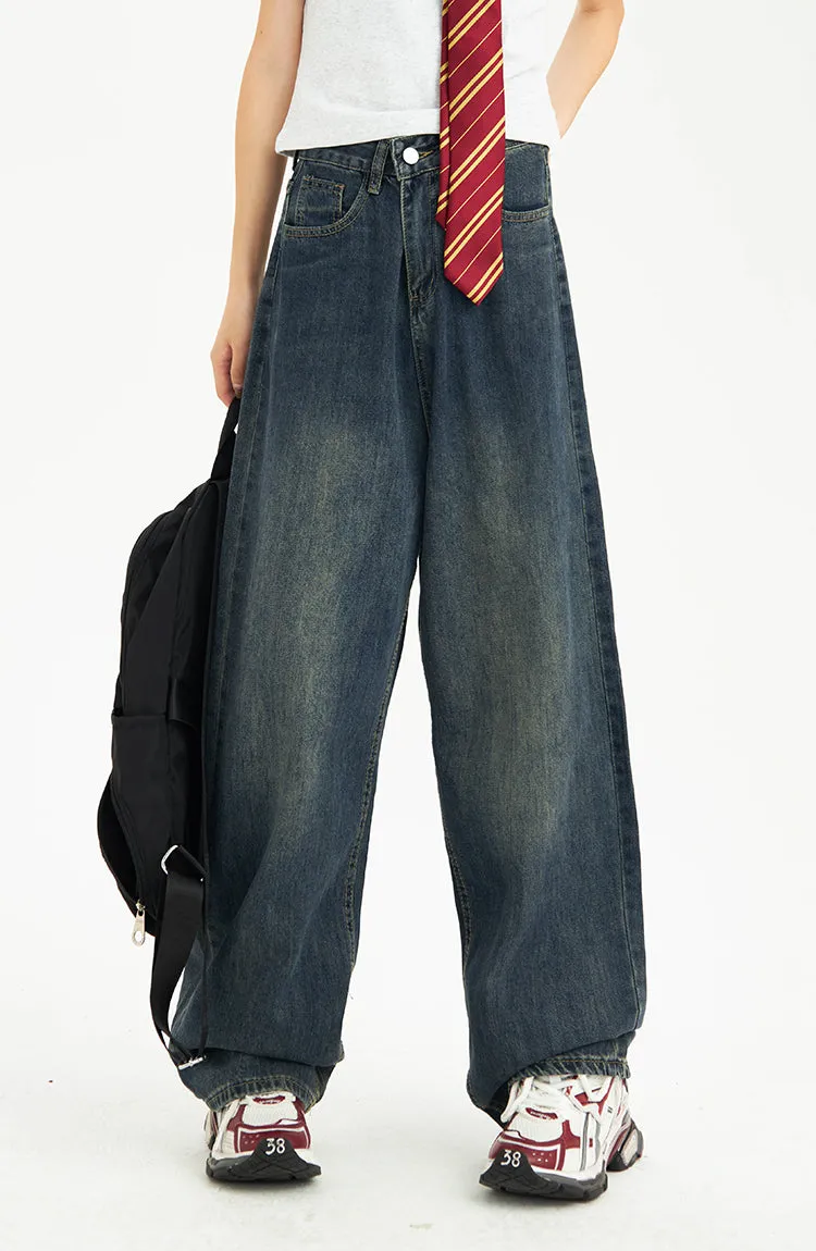 Distressed Pocket Wide Leg Jeans