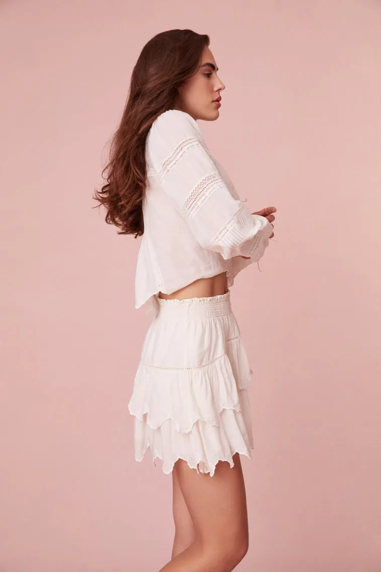 Donahue Embroidered Tier Mini Skirt