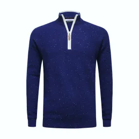 Donegal Maritime Cashmere Zip Neck Sweater Verbier in pique stitch