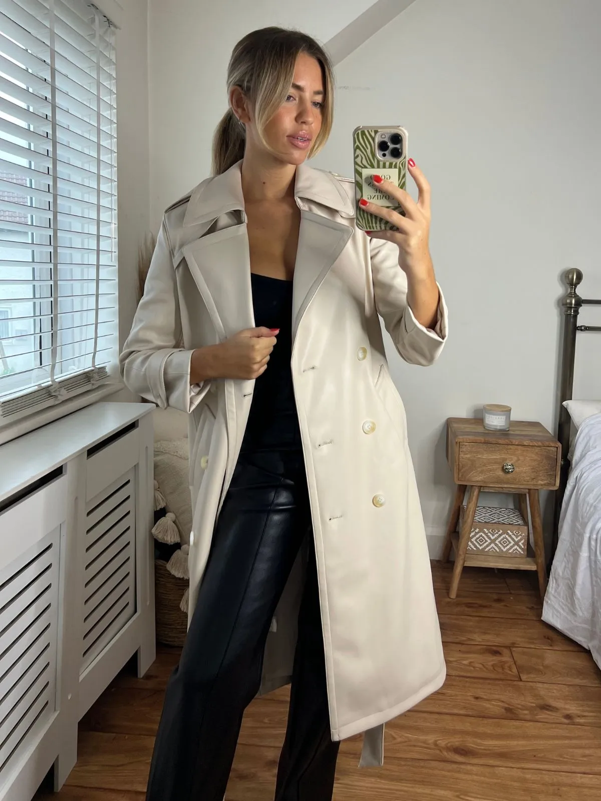 Eliza PU Trench Coat / Cream