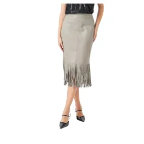 Endless Rose PU Fringe Pencil Midi Skirt