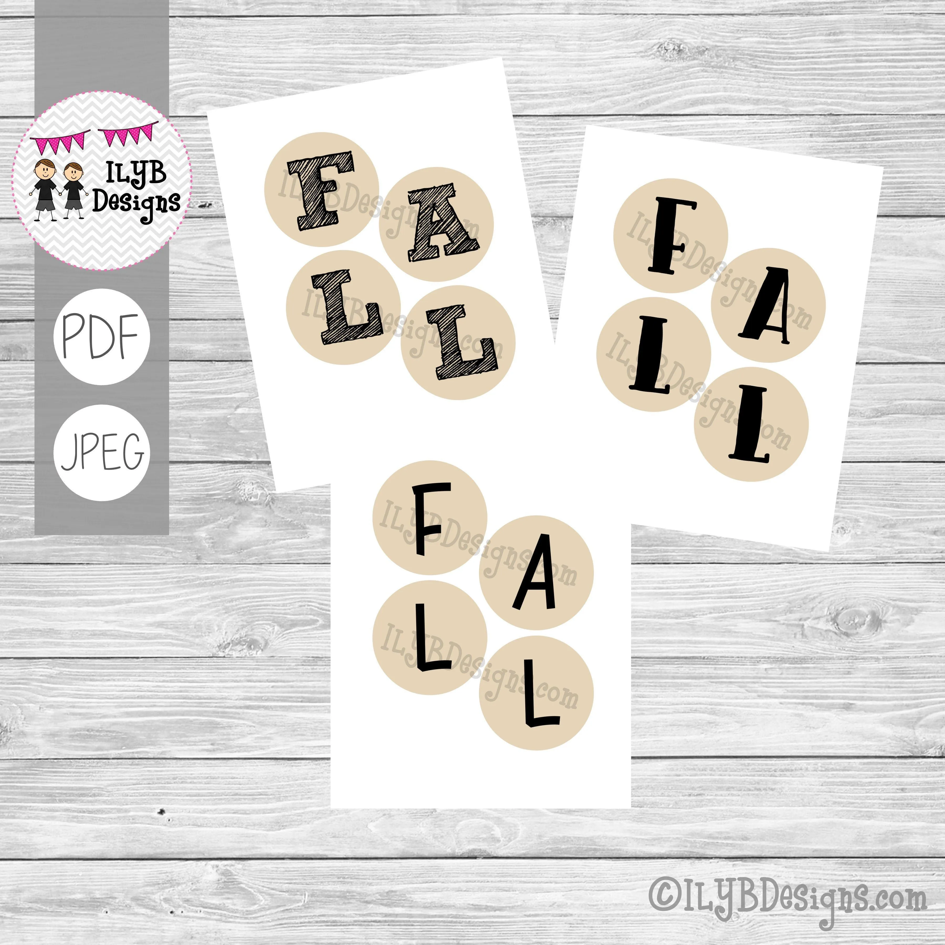 Fall Circle Letters - PDF, JPEG Printable Files