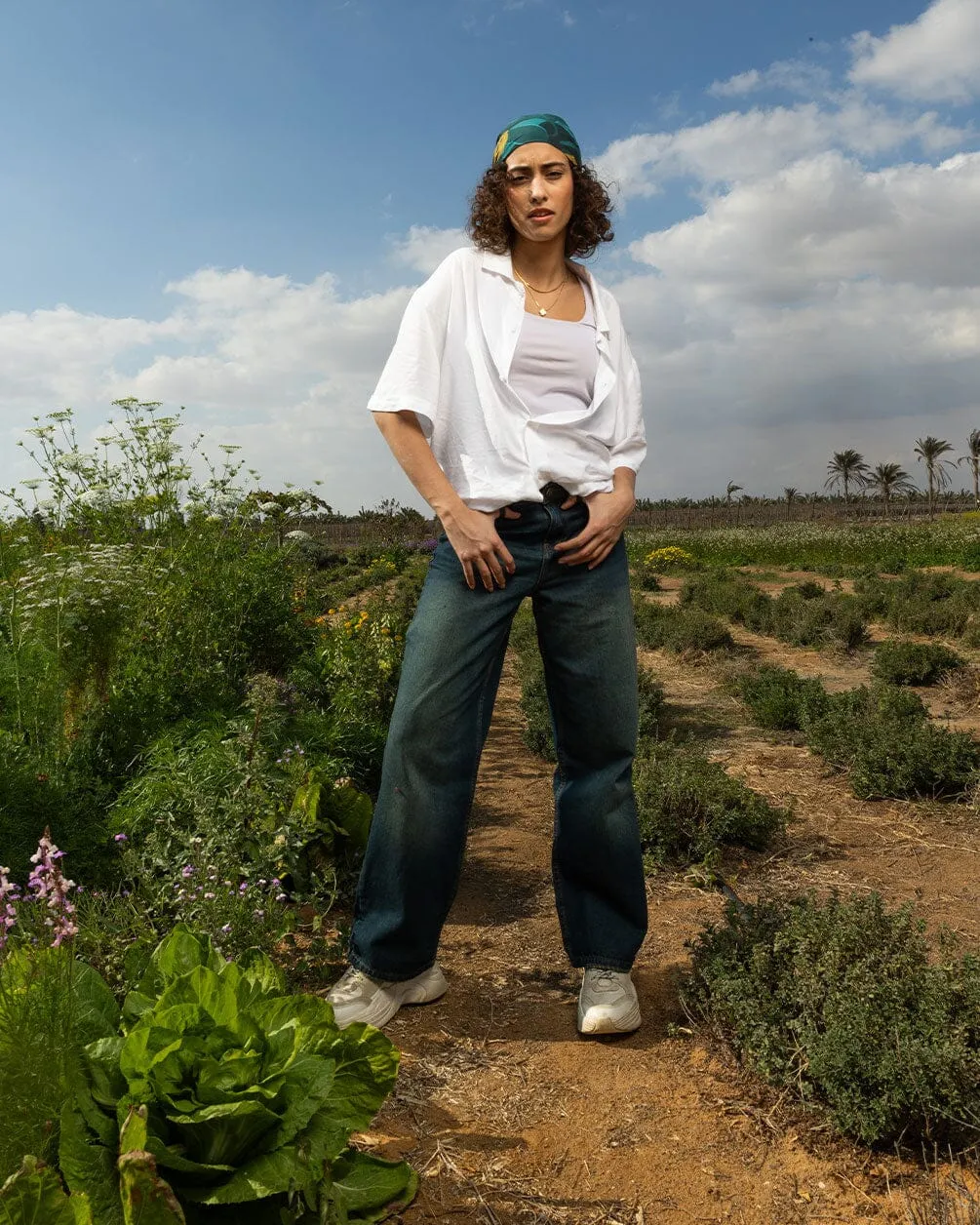 Female Wide-leg Blue Washed Jeans