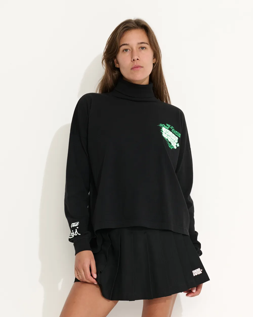 Finesse x X-girl Long Sleeve Turtleneck Black