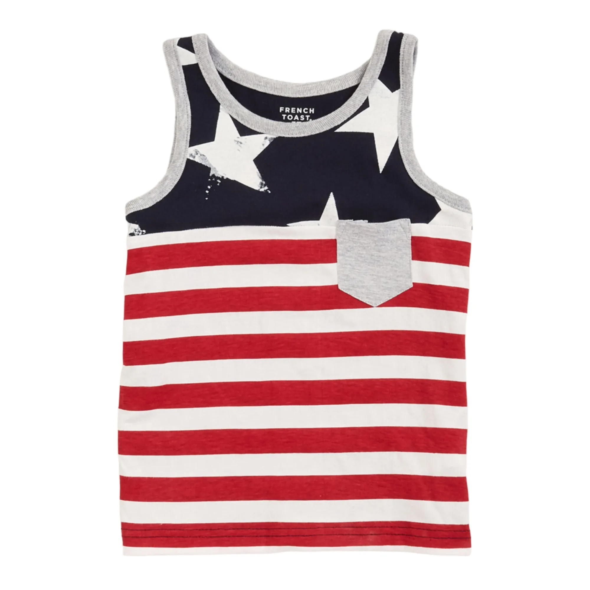 French Toast Toddler Boy's Cotton American Patriotic Stars Pocket Tank