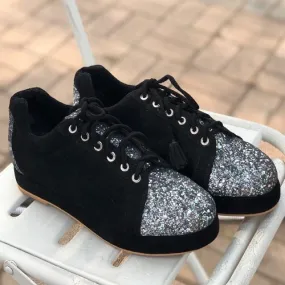 Glitter Tieskers (Black) Sneaker wedges Platform heels