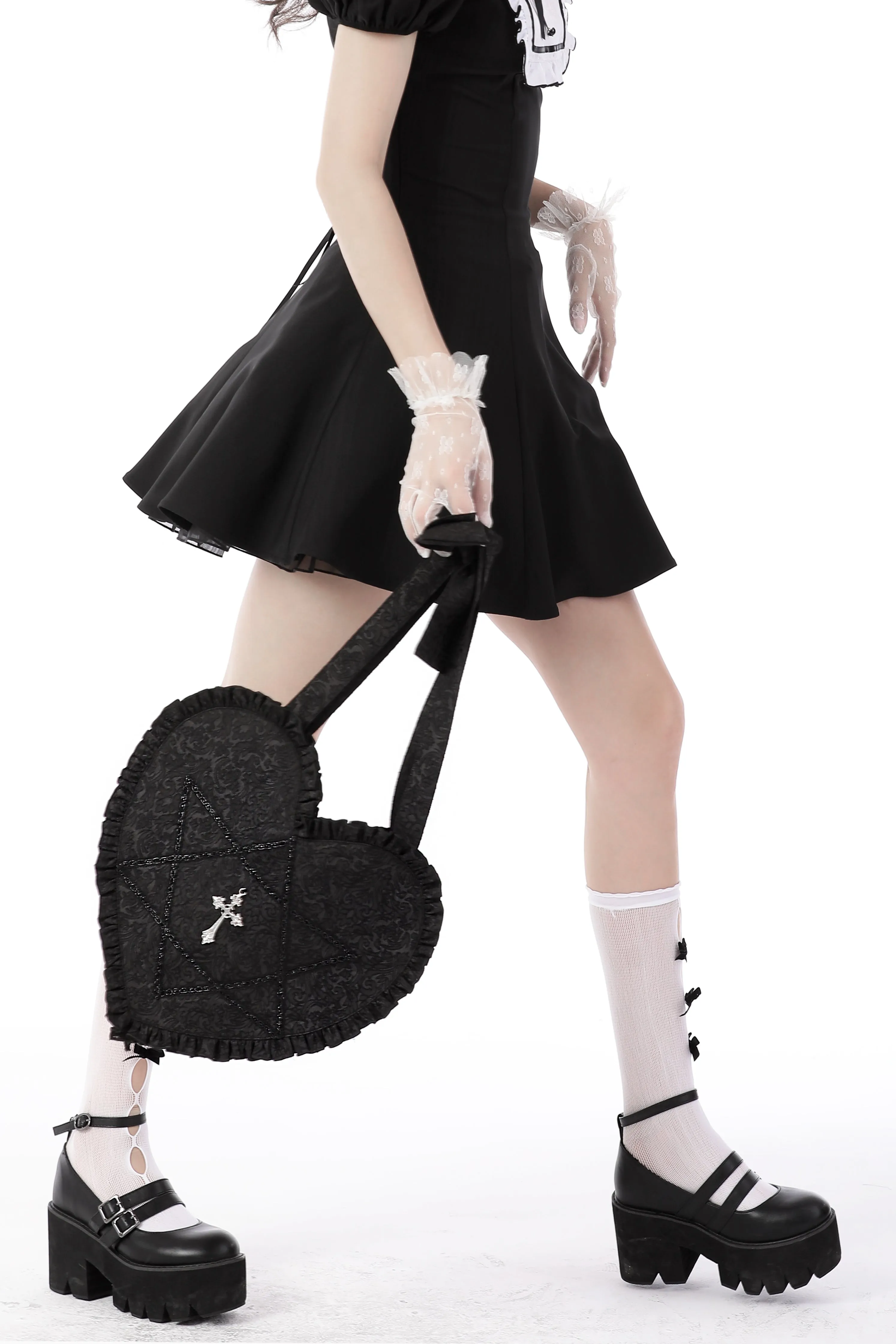 Gothic cross heart shoulder bag ABG002