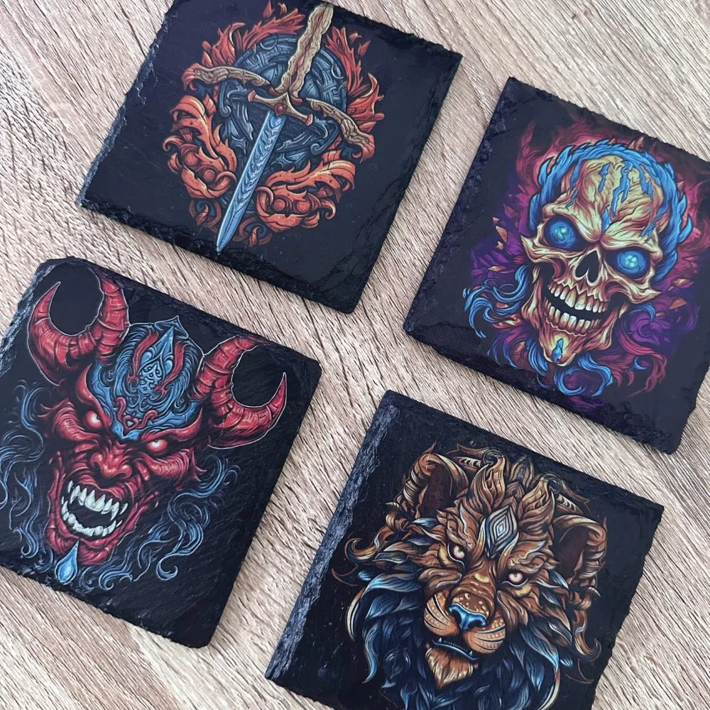 Gothic Tattoo Slate Coasters - Butterfly