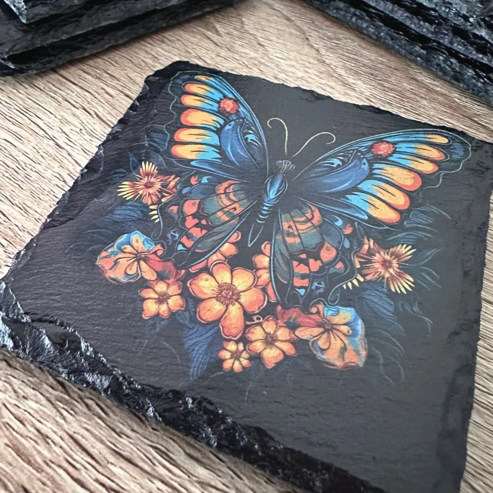 Gothic Tattoo Slate Coasters - Butterfly