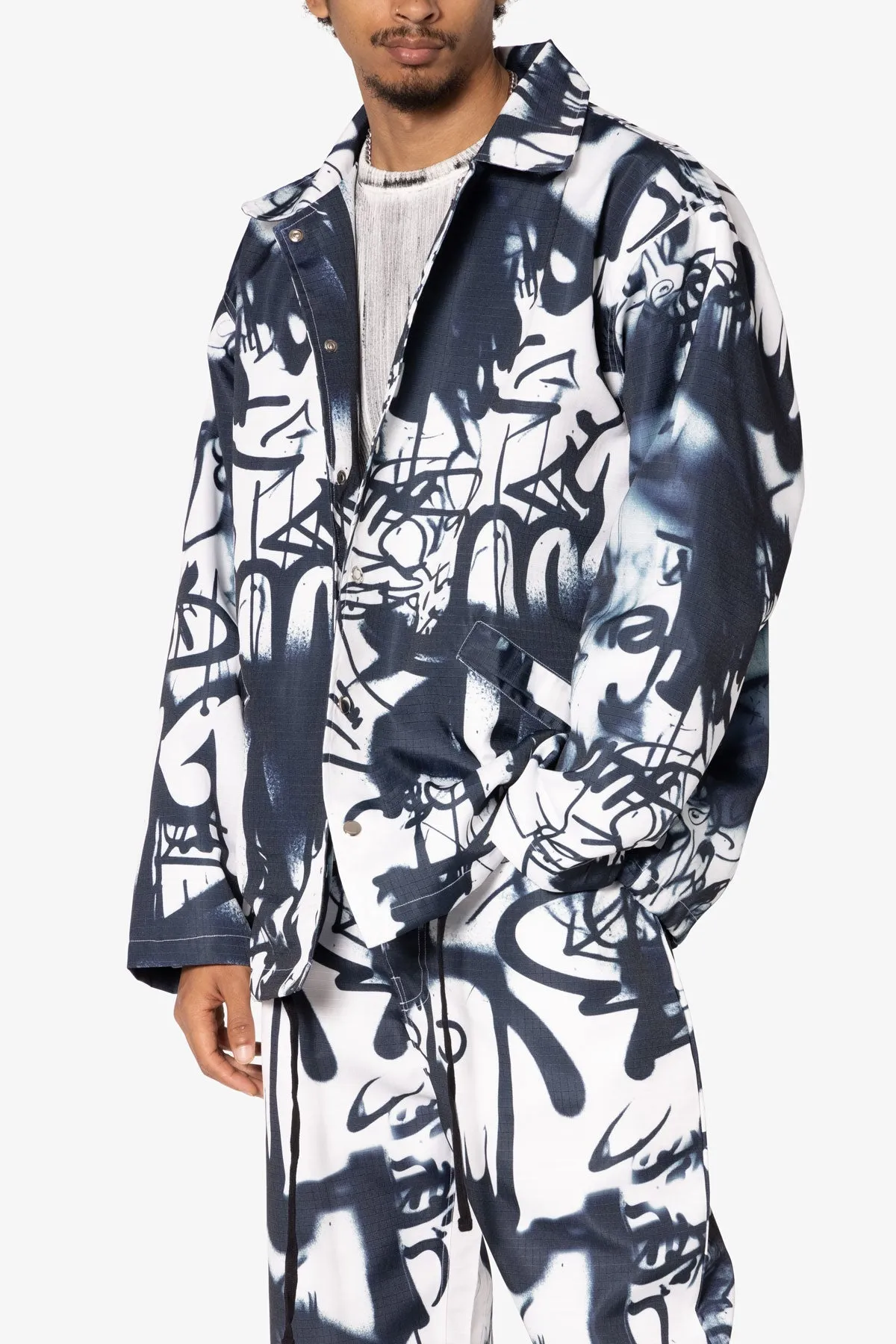 Graffiti Coach Jacket - Black/White