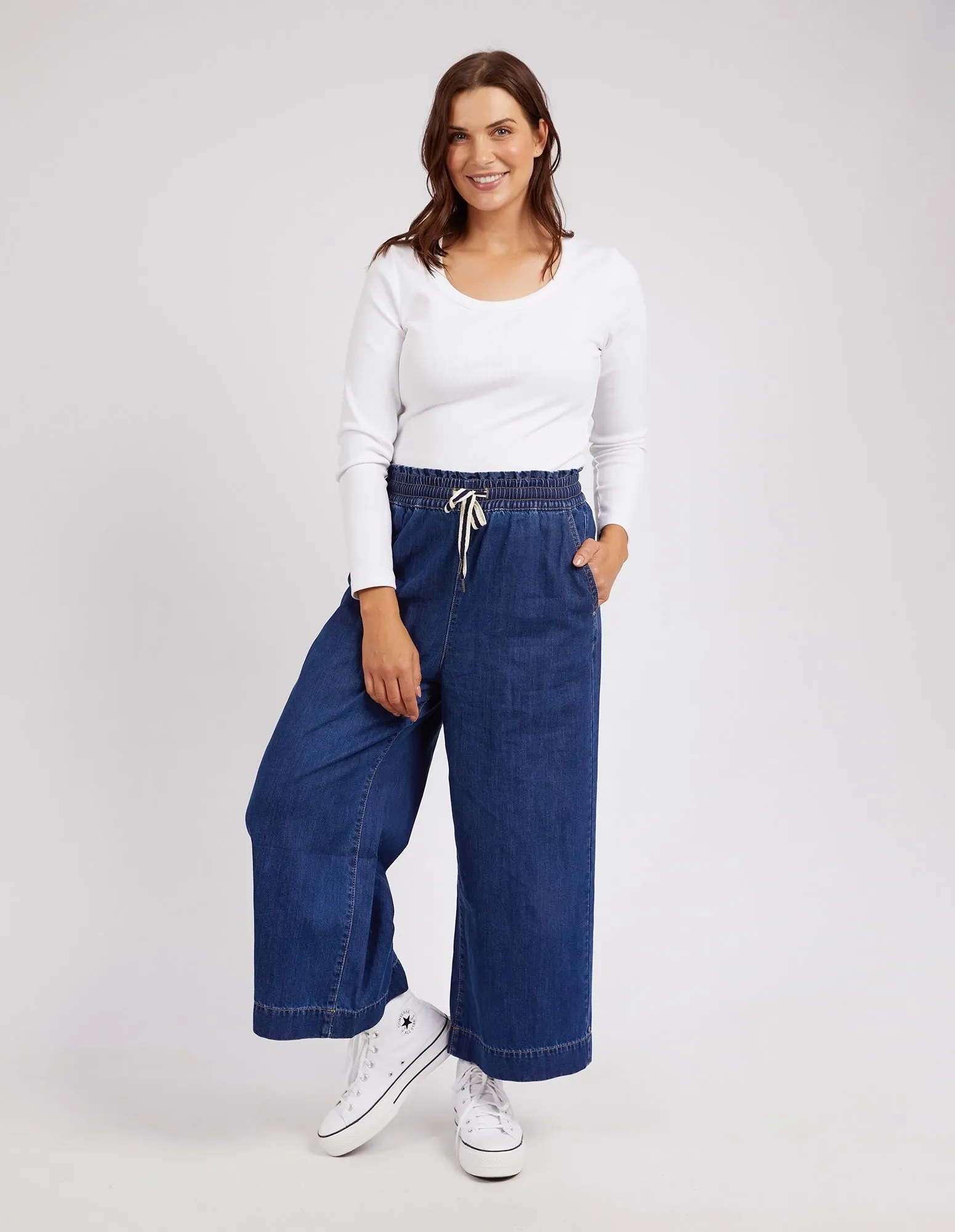 Greta Wide Leg Pant Dark Blue Wash