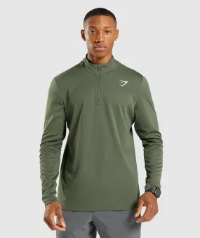 Gymshark Arrival 1/4 Zip Pullover - Core Olive