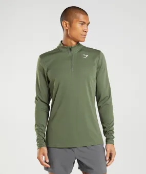 Gymshark Arrival 1/4 Zip Pullover - Core Olive