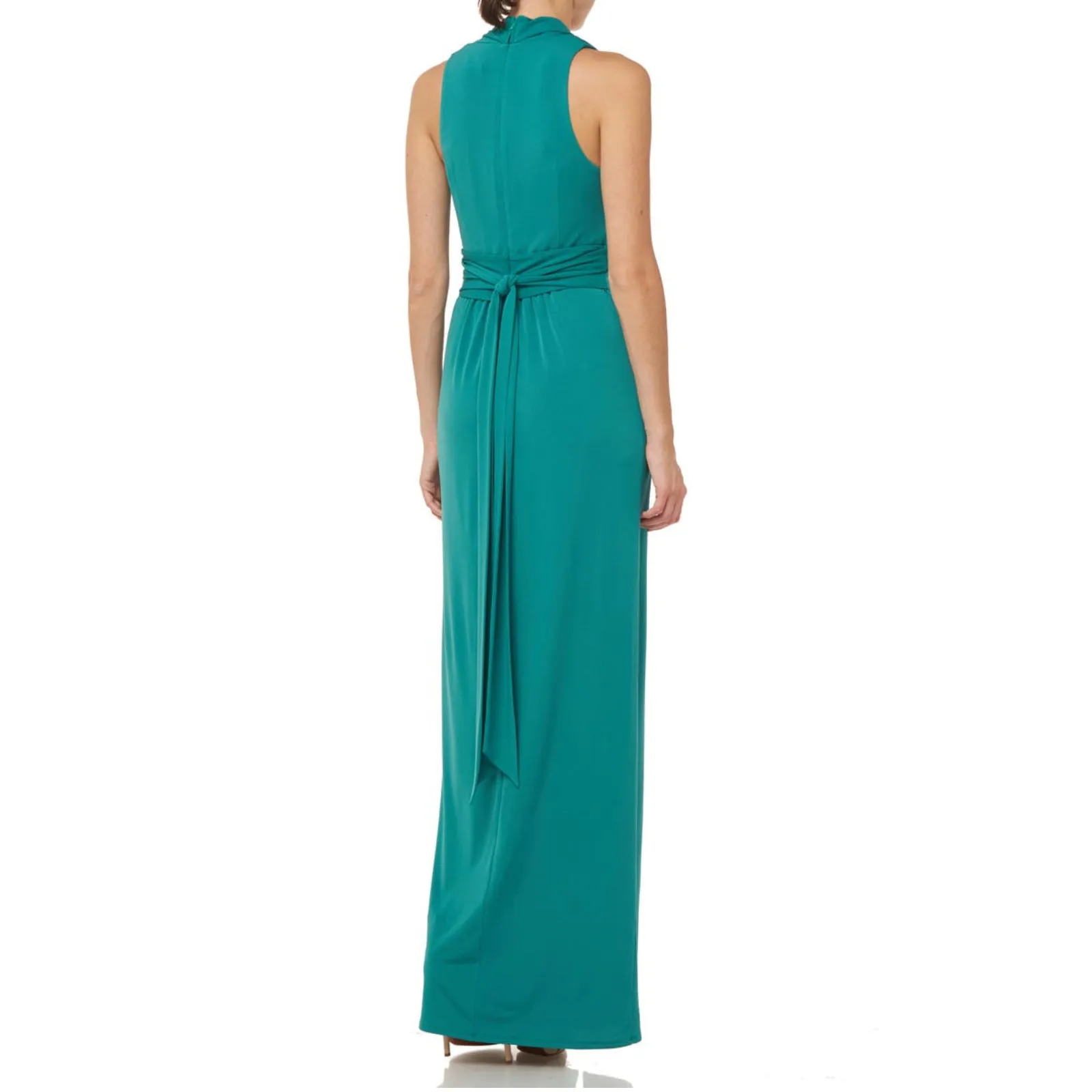 HALSTON HERITAGE Women's Draped Cowl Neck Front Slit Maxi Dress Gown