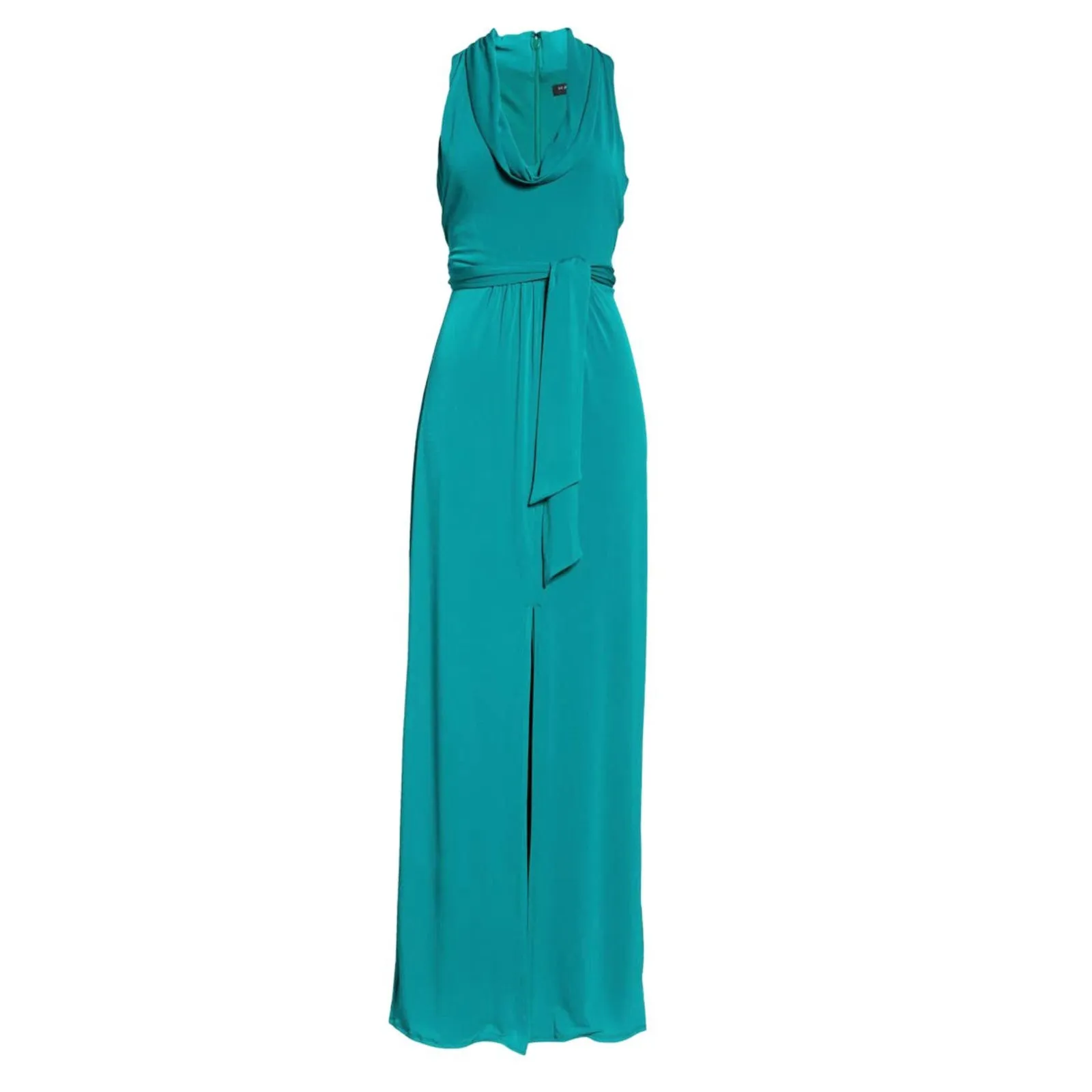 HALSTON HERITAGE Women's Draped Cowl Neck Front Slit Maxi Dress Gown