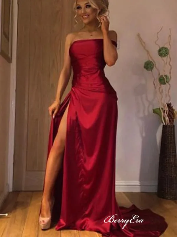 High Slit Popular Long Prom Dresses, Newest 2020 Prom Dresses, Fashion Prom Dresses